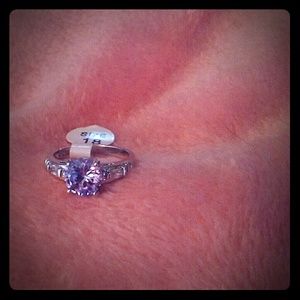 Ladies size 7 Wt GF ring with pale pink CZ